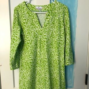Jude Connally Lime Green Abstract Swirl Dress Sz M